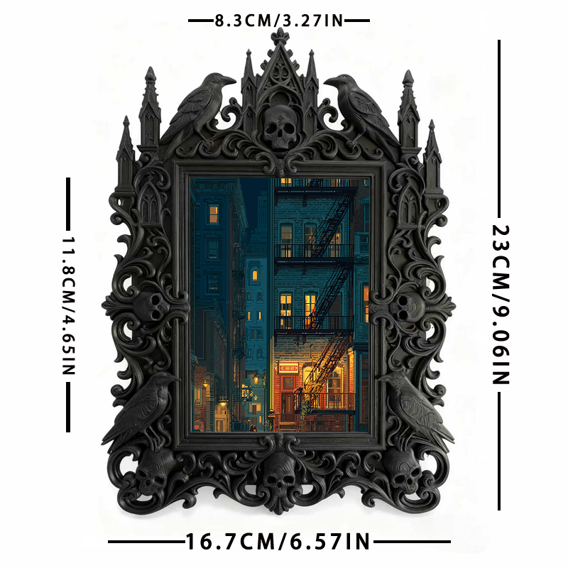 Bestselling-essential Gothic Dark-style Photo Frame | Witchy Crystal Tumbled Stone Shop Decor, Photo Ornament, Dual-use Display, Retro Plast