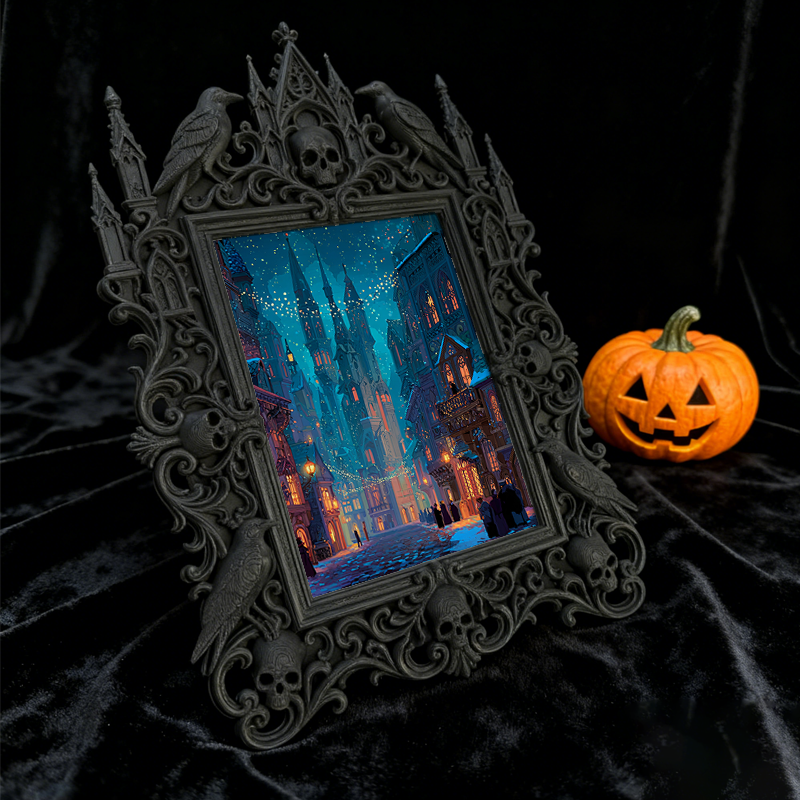 Trend-buzzing Gothic Dark-style Photo Frame | Punk Rock Vintage Patch Shop Decor, Photo Ornament, Wall/Table Dual-use, Eco-friendly Frame