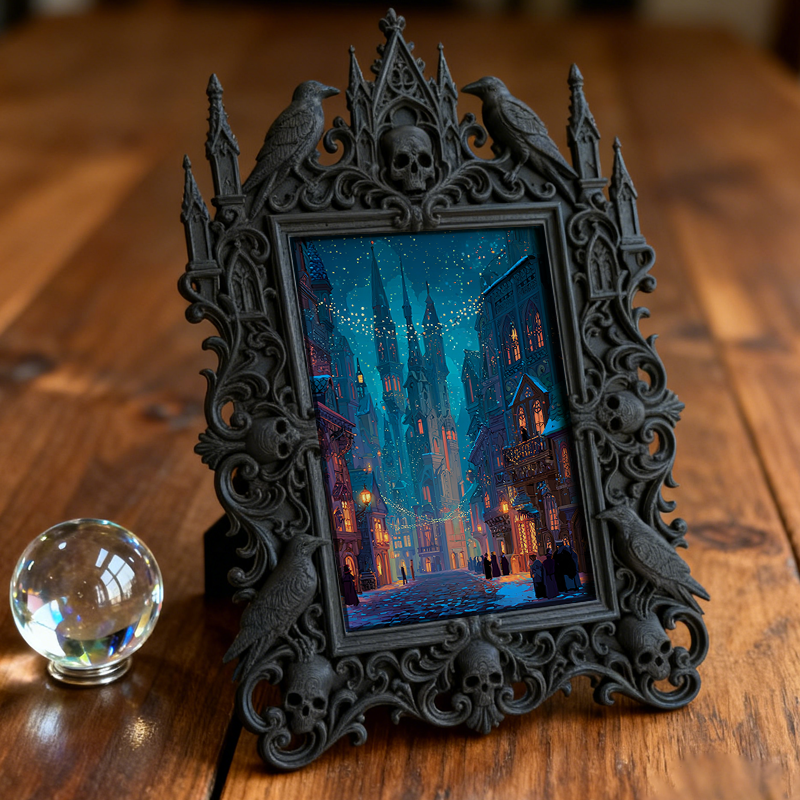 Trend-buzzing Gothic Dark-style Photo Frame | Punk Rock Vintage Patch Shop Decor, Photo Ornament, Wall/Table Dual-use, Eco-friendly Frame