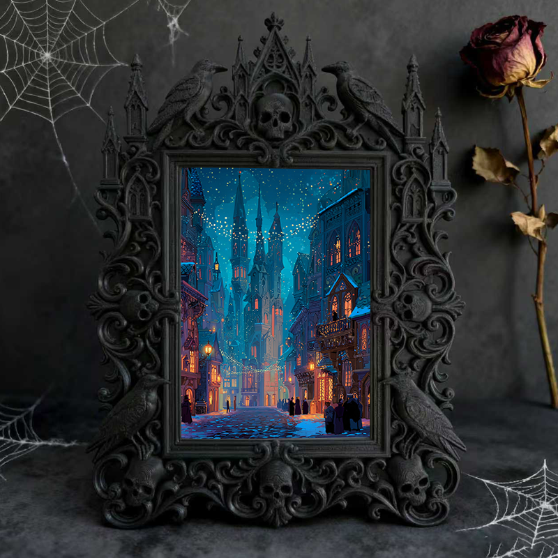Trend-buzzing Gothic Dark-style Photo Frame | Punk Rock Vintage Patch Shop Decor, Photo Ornament, Wall/Table Dual-use, Eco-friendly Frame