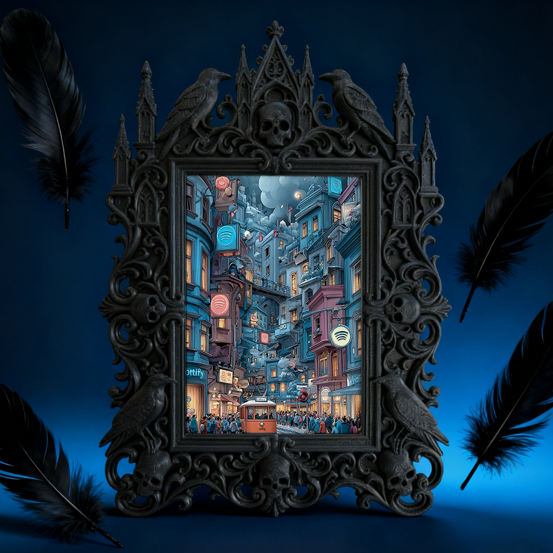 Must-grab-now Gothic Dark-style Photo Frame | Horror Themed Hand Puppet Show Backdrop Decor, Photo Ornament, Wall-mountable & Tabletop, Slim