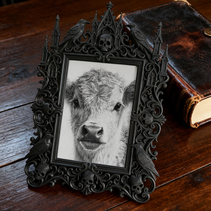 Exclusive-stock-drop Gothic Dark-style Photo Frame | Occult Rune Engraving Studio Decor, Photo Ornament, Wall-mountable & Tabletop, Collecti
