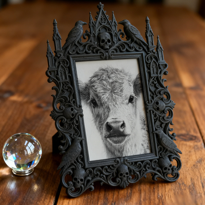 Exclusive-stock-drop Gothic Dark-style Photo Frame | Occult Rune Engraving Studio Decor, Photo Ornament, Wall-mountable & Tabletop, Collecti