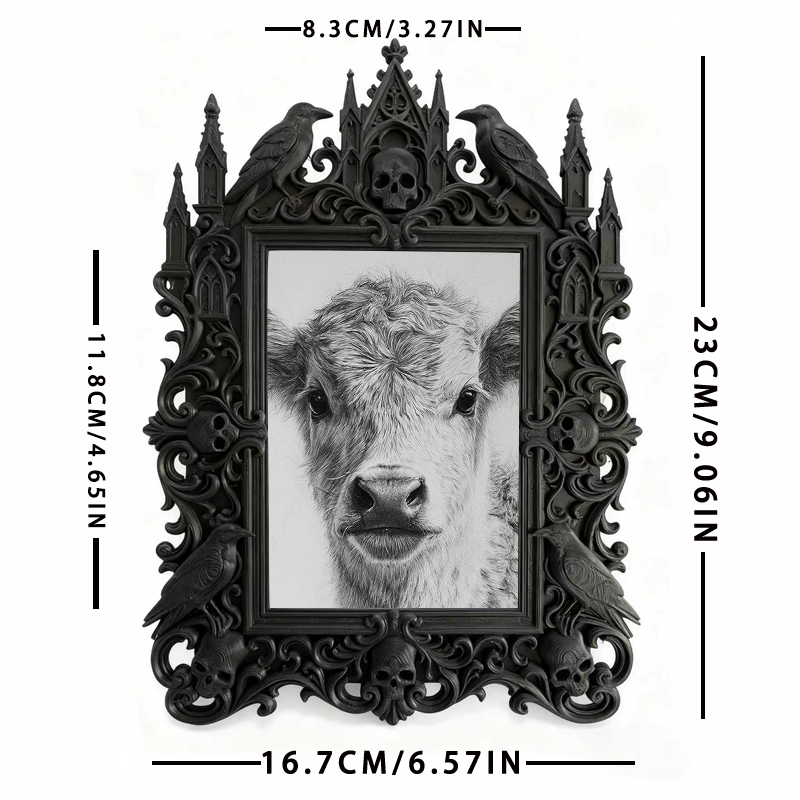 Exclusive-stock-drop Gothic Dark-style Photo Frame | Occult Rune Engraving Studio Decor, Photo Ornament, Wall-mountable & Tabletop, Collecti