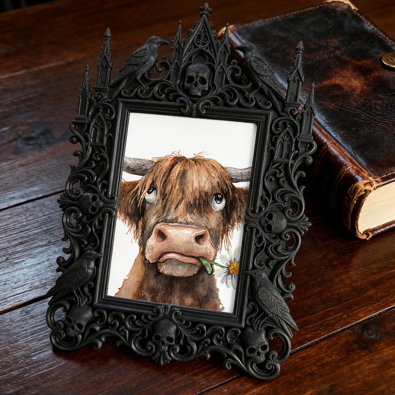 Rare-gem-pick Gothic Dark-style Photo Frame | Werewolf-themed Wilderness Camping Tent Decor, Photo Ornament, Wall/Table Dual-use, Rustic Fra