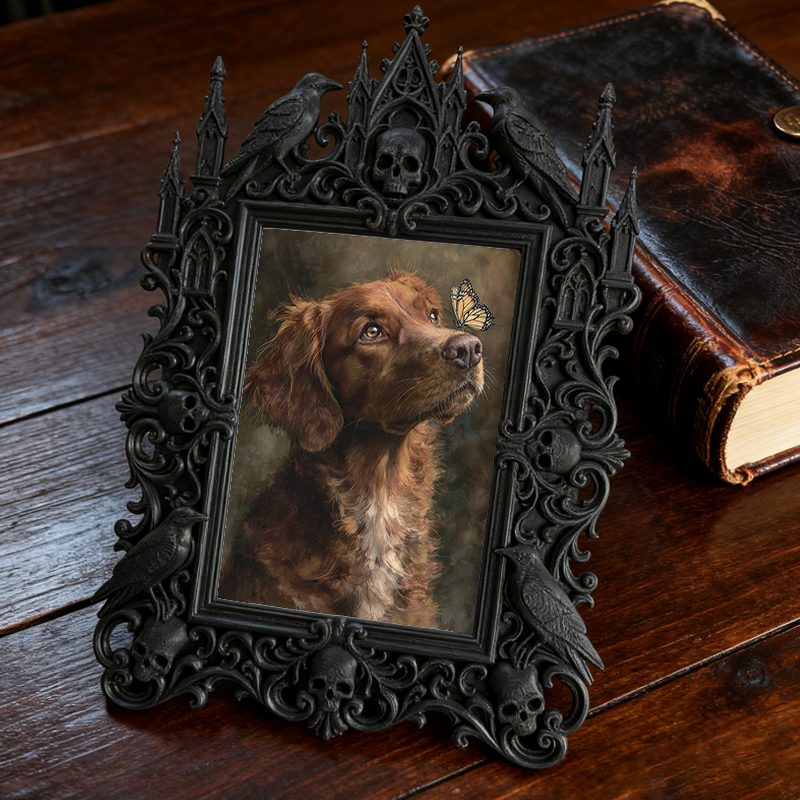TikTok-trending Gothic Dark-style Photo Frame | Gothic Eyelash Perm Studio Shelf Decor, Photo Ornament, Wall-mountable & Tabletop, High-glos