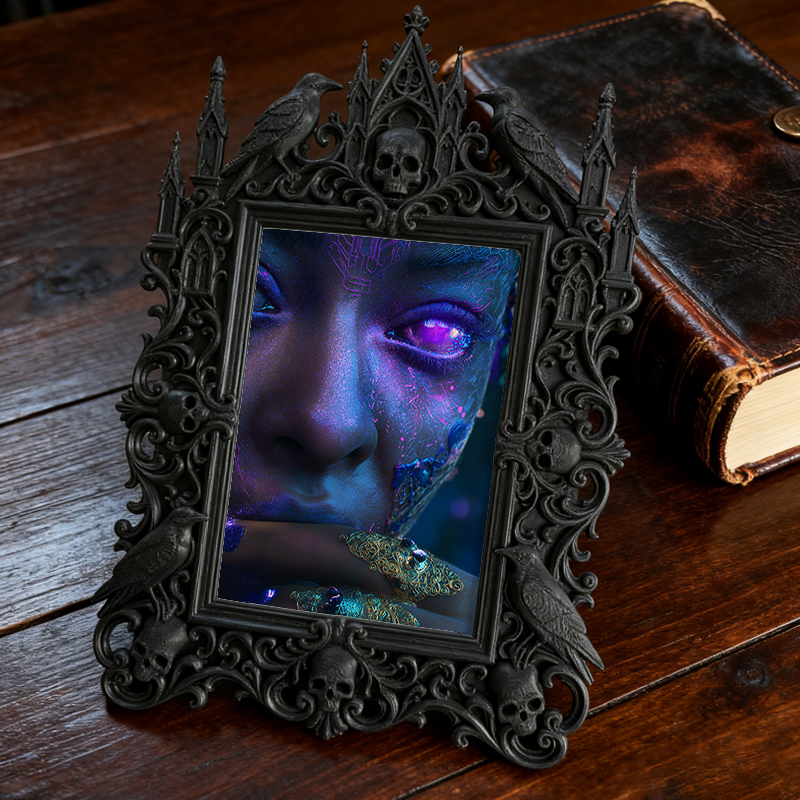 Edgy-cool-vibe Gothic Dark-style Photo Frame | Horror Movie Poster Framing Shop Decor, Photo Ornament, Dual-use Display, Minimalist Frame