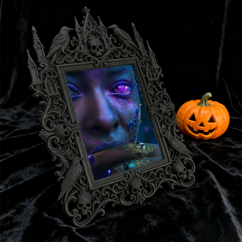 Edgy-cool-vibe Gothic Dark-style Photo Frame | Horror Movie Poster Framing Shop Decor, Photo Ornament, Dual-use Display, Minimalist Frame