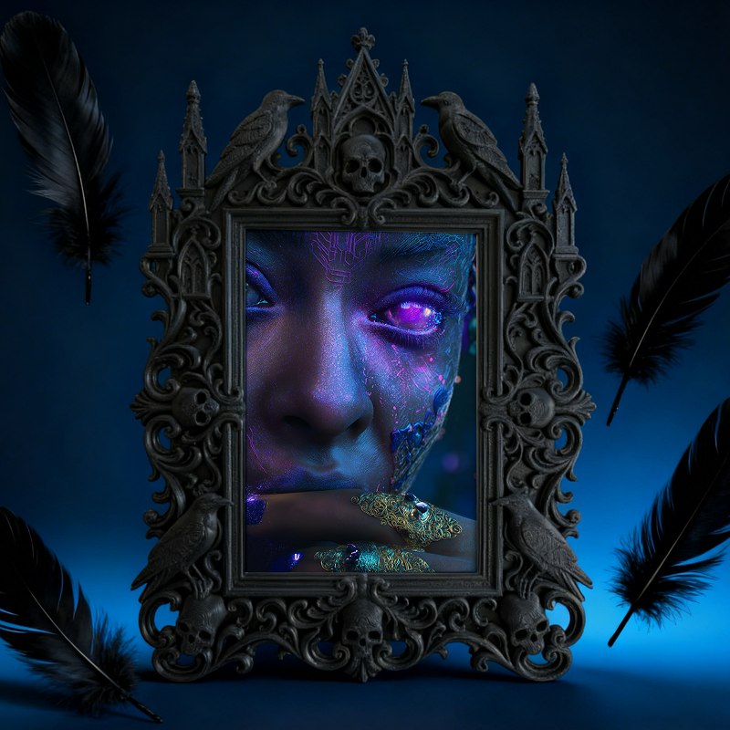 Edgy-cool-vibe Gothic Dark-style Photo Frame | Horror Movie Poster Framing Shop Decor, Photo Ornament, Dual-use Display, Minimalist Frame