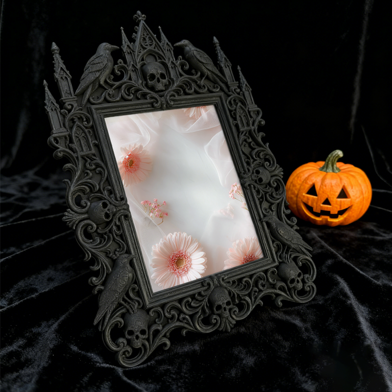 Luxe-dark-chic Gothic Dark-style Photo Frame | Dark Calligraphy Envelope Seal Shop Decor, Photo Ornament, Wall-mountable & Tabletop, Practic