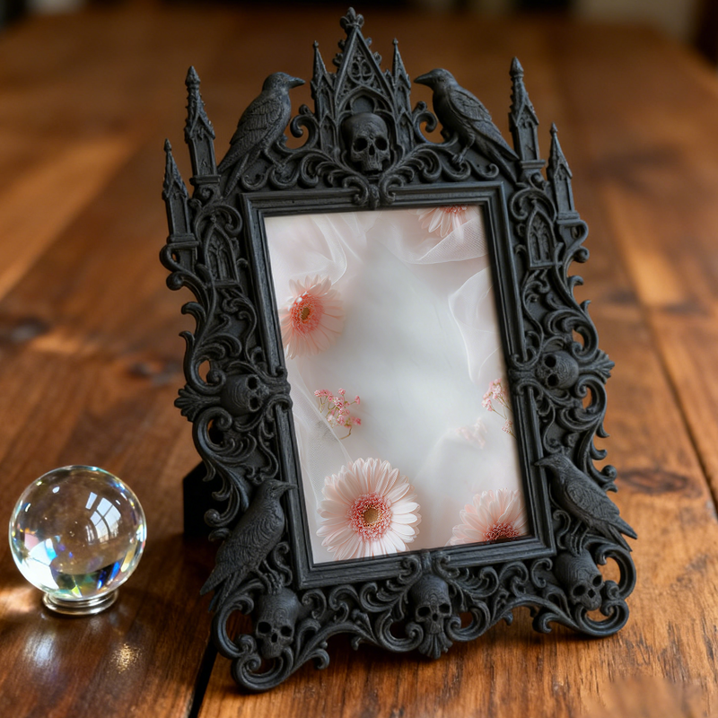 Luxe-dark-chic Gothic Dark-style Photo Frame | Dark Calligraphy Envelope Seal Shop Decor, Photo Ornament, Wall-mountable & Tabletop, Practic