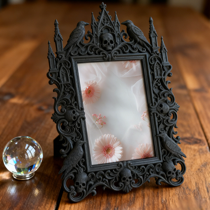Luxe-dark-chic Gothic Dark-style Photo Frame | Dark Calligraphy Envelope Seal Shop Decor, Photo Ornament, Wall-mountable & Tabletop, Practic