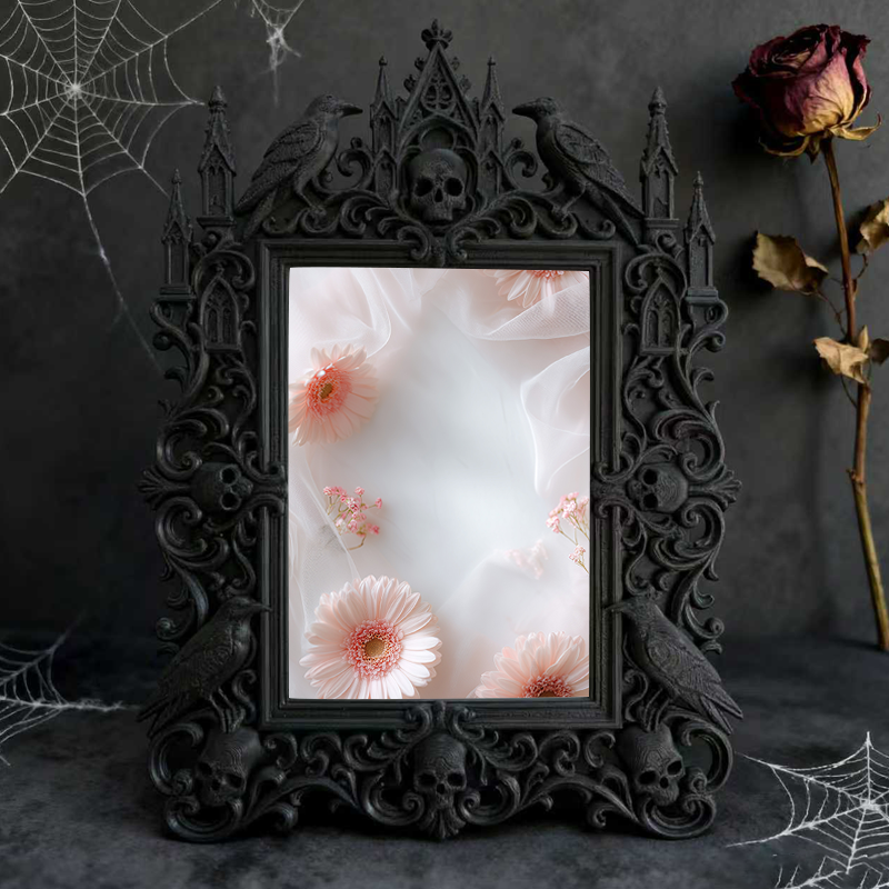 Luxe-dark-chic Gothic Dark-style Photo Frame | Dark Calligraphy Envelope Seal Shop Decor, Photo Ornament, Wall-mountable & Tabletop, Practic