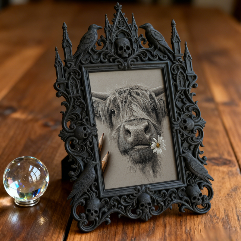 Hard-to-find Gothic Dark-style Photo Frame | Vampire Cosplay Prosthetic Makeup Studio Decor, Photo Ornament, Wall/Table Dual-use, Artistic F