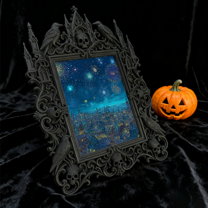 One-of-a-kind-design Gothic Dark-style Photo Frame | Witchy Herbal Wreath Making Workshop Decor, Photo Ornament, Wall-mountable & Tabletop, 