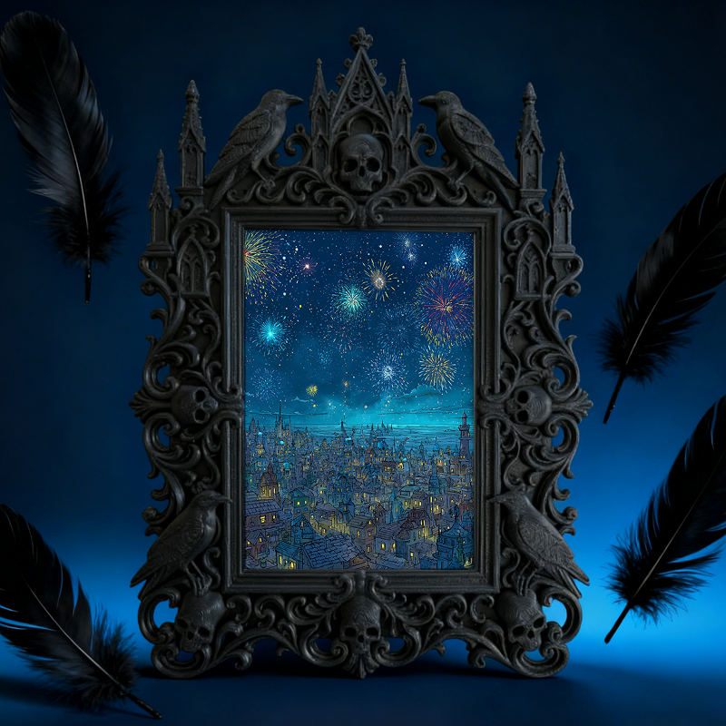 One-of-a-kind-design Gothic Dark-style Photo Frame | Witchy Herbal Wreath Making Workshop Decor, Photo Ornament, Wall-mountable & Tabletop, 