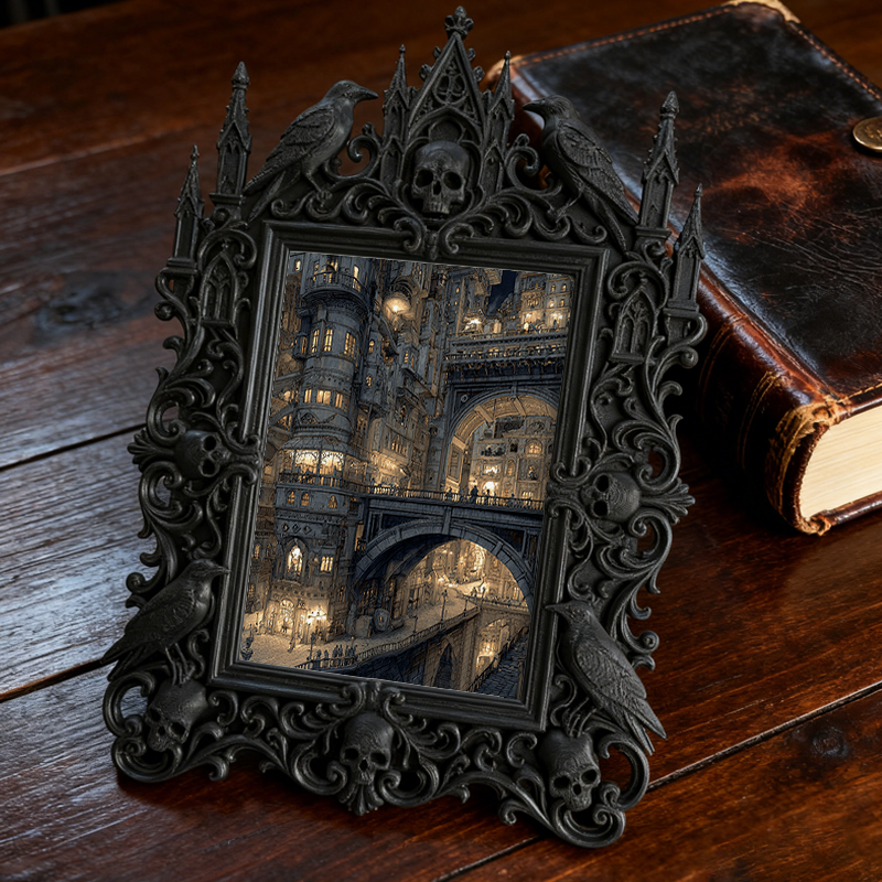 Sturdy-long-lasting Gothic Dark-style Photo Frame | Gothic Custom Leather Keychain Shop Decor, Photo Ornament, Dual-use Display, Wear-resist