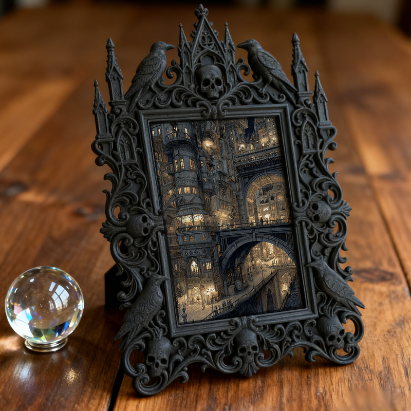 Sturdy-long-lasting Gothic Dark-style Photo Frame | Gothic Custom Leather Keychain Shop Decor, Photo Ornament, Dual-use Display, Wear-resist