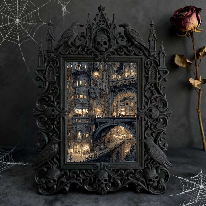 Sturdy-long-lasting Gothic Dark-style Photo Frame | Gothic Custom Leather Keychain Shop Decor, Photo Ornament, Dual-use Display, Wear-resist