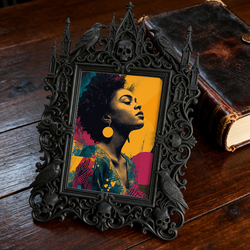 Collector-top-choice Gothic Dark-style Photo Frame | Vintage Horror Trading Card Shop Decor, Photo Ornament, Wall/Table Dual-use, Display-gr