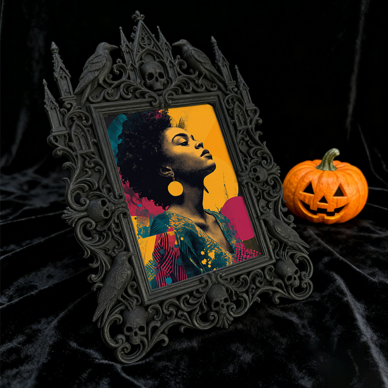 Collector-top-choice Gothic Dark-style Photo Frame | Vintage Horror Trading Card Shop Decor, Photo Ornament, Wall/Table Dual-use, Display-gr