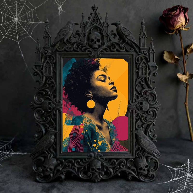 Collector-top-choice Gothic Dark-style Photo Frame | Vintage Horror Trading Card Shop Decor, Photo Ornament, Wall/Table Dual-use, Display-gr