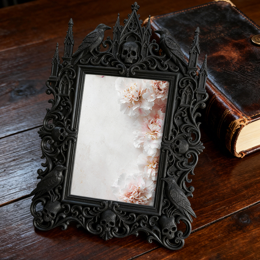 Bold-standout Gothic Dark-style Photo Frame | Dark Fantasy Dice Carving Studio Decor, Photo Ornament, Wall-mountable & Tabletop, Creative Fr