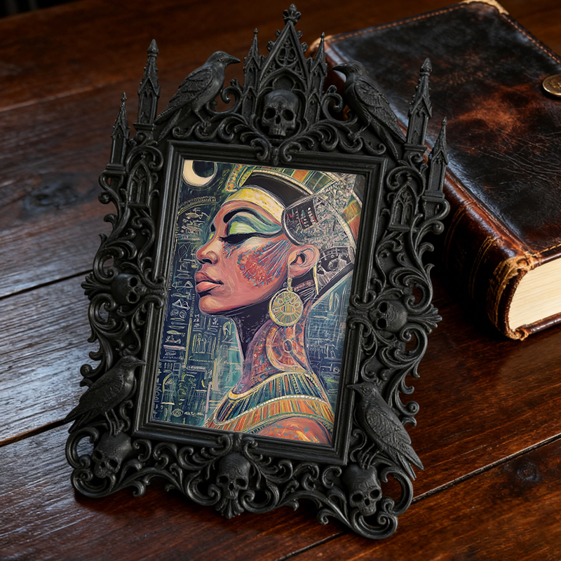 Cute-dark-charm Gothic Dark-style Photo Frame | Gothic Pet Halloween Witch Hat Display Decor, Photo Ornament, Dual-use Display, Cute Frame