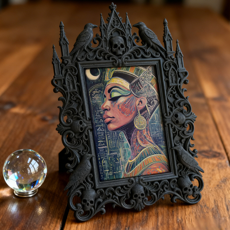 Cute-dark-charm Gothic Dark-style Photo Frame | Gothic Pet Halloween Witch Hat Display Decor, Photo Ornament, Dual-use Display, Cute Frame