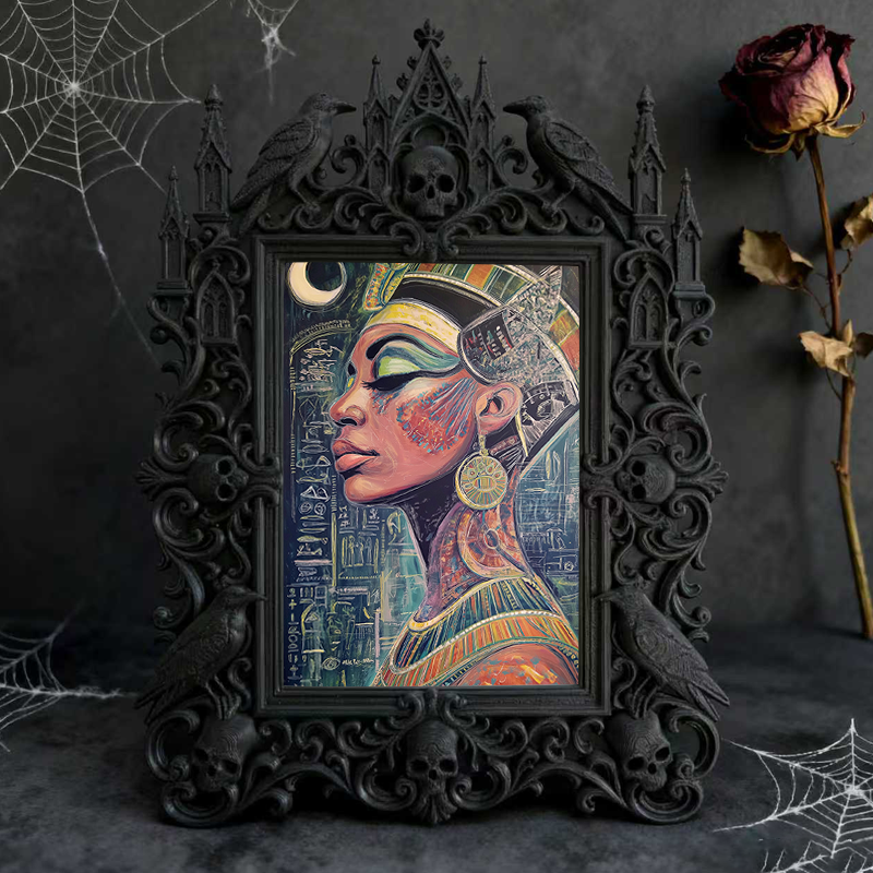 Cute-dark-charm Gothic Dark-style Photo Frame | Gothic Pet Halloween Witch Hat Display Decor, Photo Ornament, Dual-use Display, Cute Frame