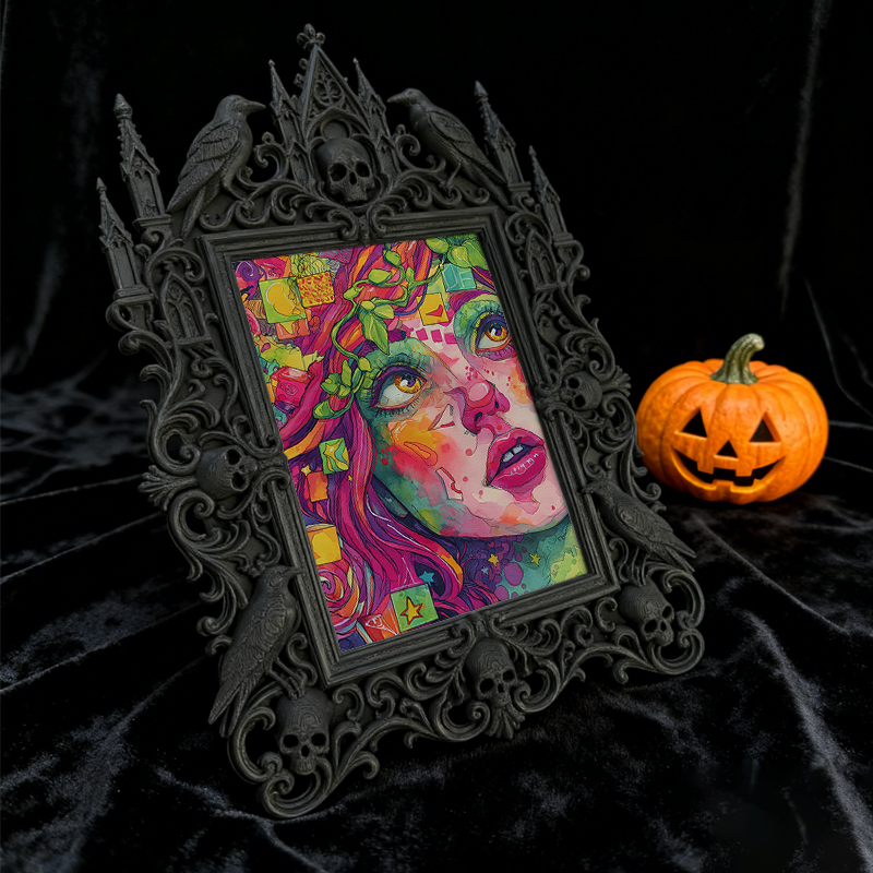 Insta-viral Gothic Dark-style Photo Frame | Gothic Handmade Soap Embossing Studio Decor, Photo Ornament, Wall-mountable & Tabletop, Plastic 