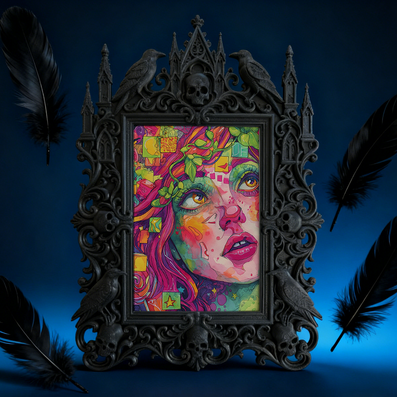 Insta-viral Gothic Dark-style Photo Frame | Gothic Handmade Soap Embossing Studio Decor, Photo Ornament, Wall-mountable & Tabletop, Plastic 