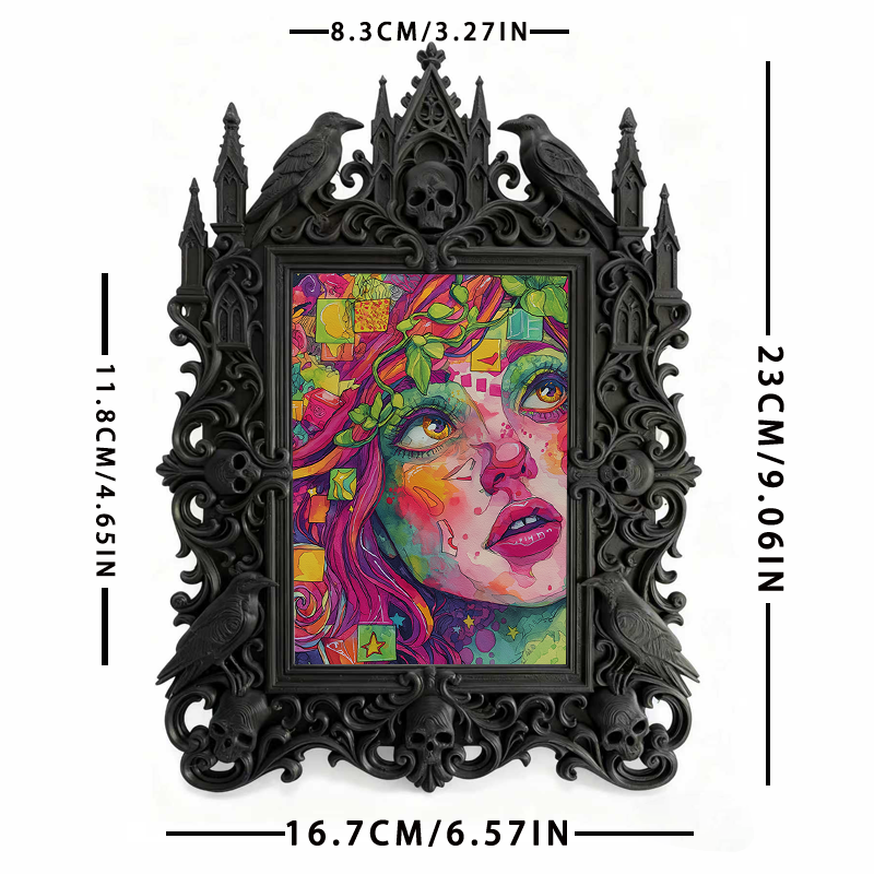 Insta-viral Gothic Dark-style Photo Frame | Gothic Handmade Soap Embossing Studio Decor, Photo Ornament, Wall-mountable & Tabletop, Plastic 