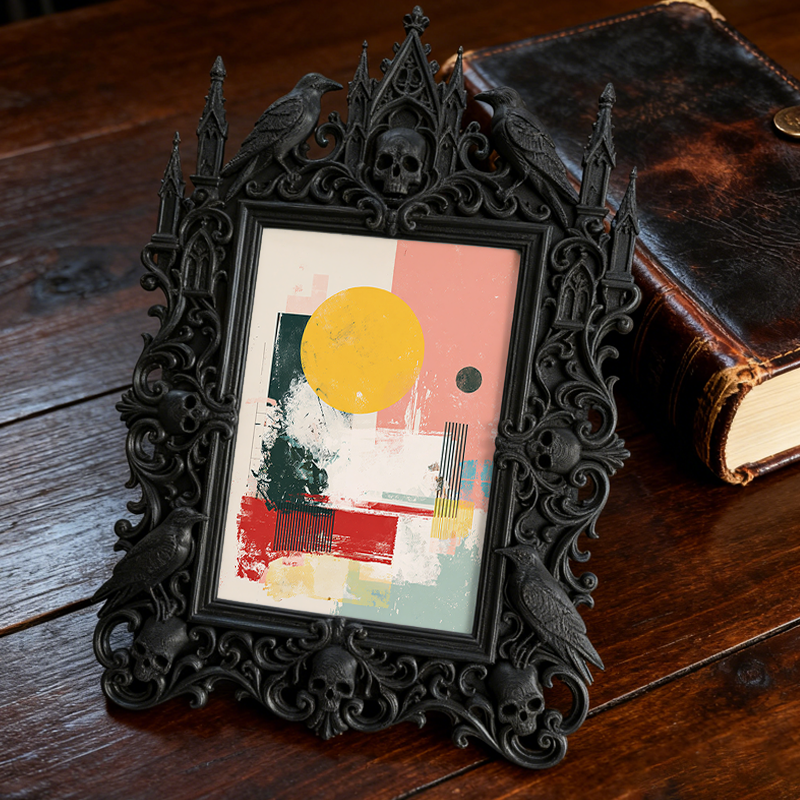 Quick-sellout-pick Gothic Dark-style Photo Frame | Halloween Haunted Schoolhouse Photo Spot Decor, Photo Ornament, Wall-mountable & Tabletop