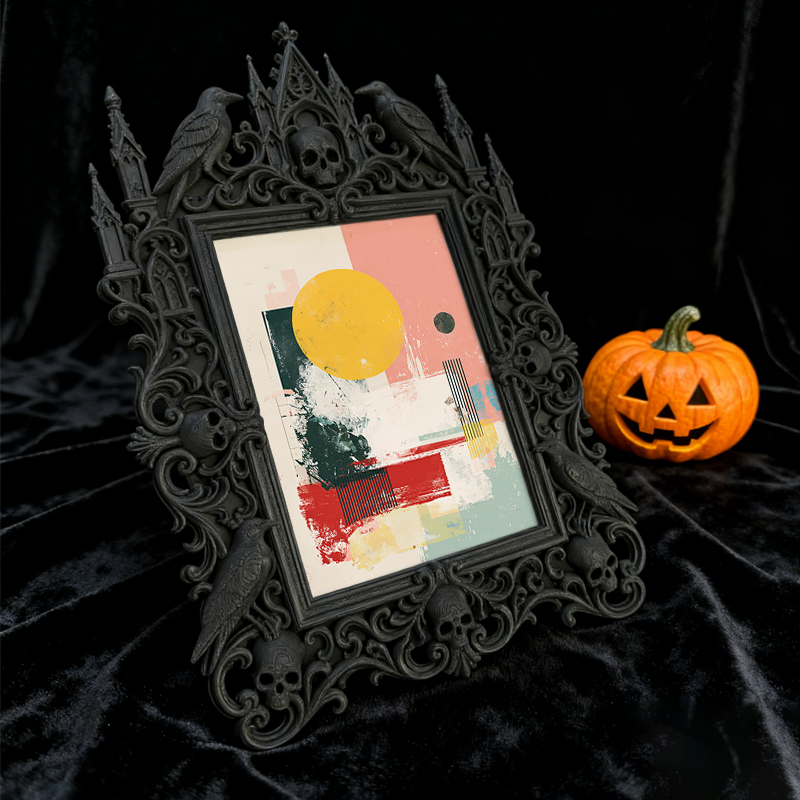 Quick-sellout-pick Gothic Dark-style Photo Frame | Halloween Haunted Schoolhouse Photo Spot Decor, Photo Ornament, Wall-mountable & Tabletop