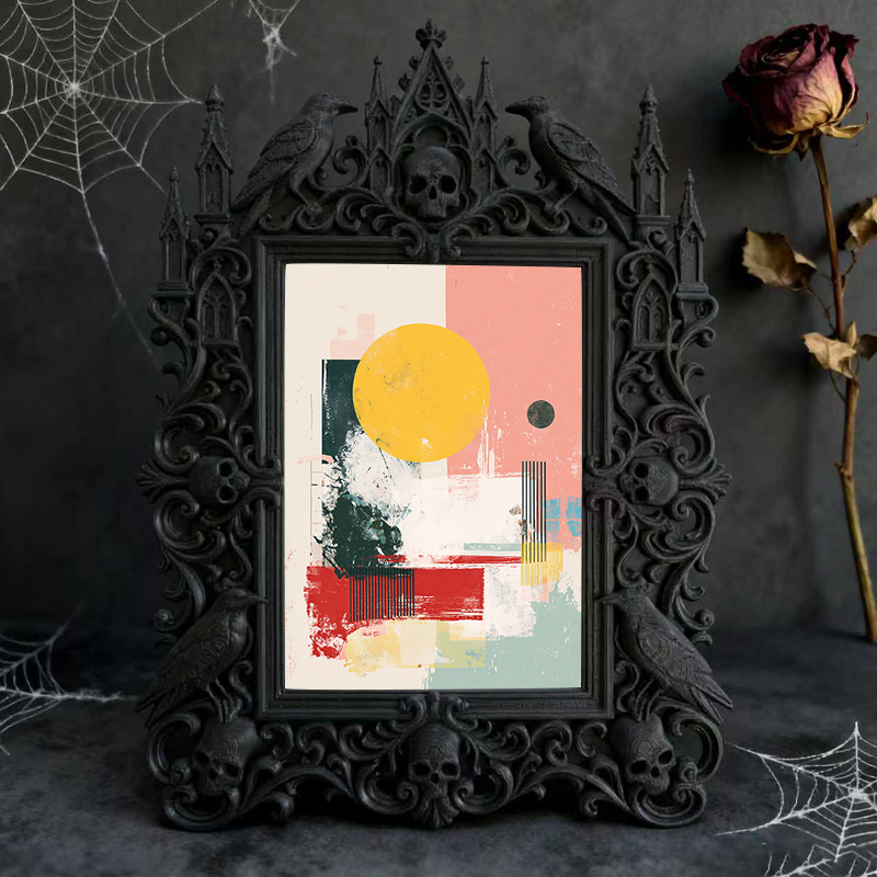 Quick-sellout-pick Gothic Dark-style Photo Frame | Halloween Haunted Schoolhouse Photo Spot Decor, Photo Ornament, Wall-mountable & Tabletop