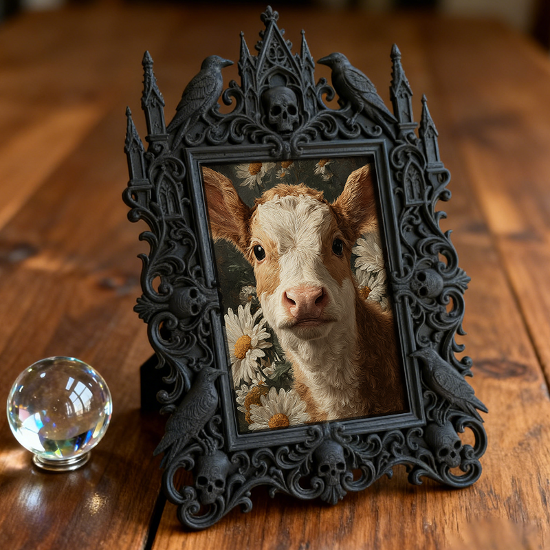 High-demand-gem Gothic Dark-style Photo Frame | Gothic Craft Beer Bottle Label Shop Decor, Photo Ornament, Dual-use Display, Retro Plastic F