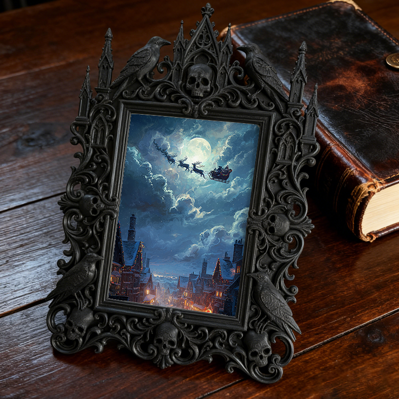 Trend-leading Gothic Dark-style Photo Frame | Witchy Spell Jar Sticker Shop Decor, Photo Ornament, Wall-mountable & Tabletop, Scratch-resist