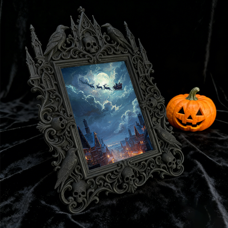 Trend-leading Gothic Dark-style Photo Frame | Witchy Spell Jar Sticker Shop Decor, Photo Ornament, Wall-mountable & Tabletop, Scratch-resist
