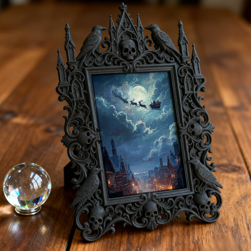 Trend-leading Gothic Dark-style Photo Frame | Witchy Spell Jar Sticker Shop Decor, Photo Ornament, Wall-mountable & Tabletop, Scratch-resist