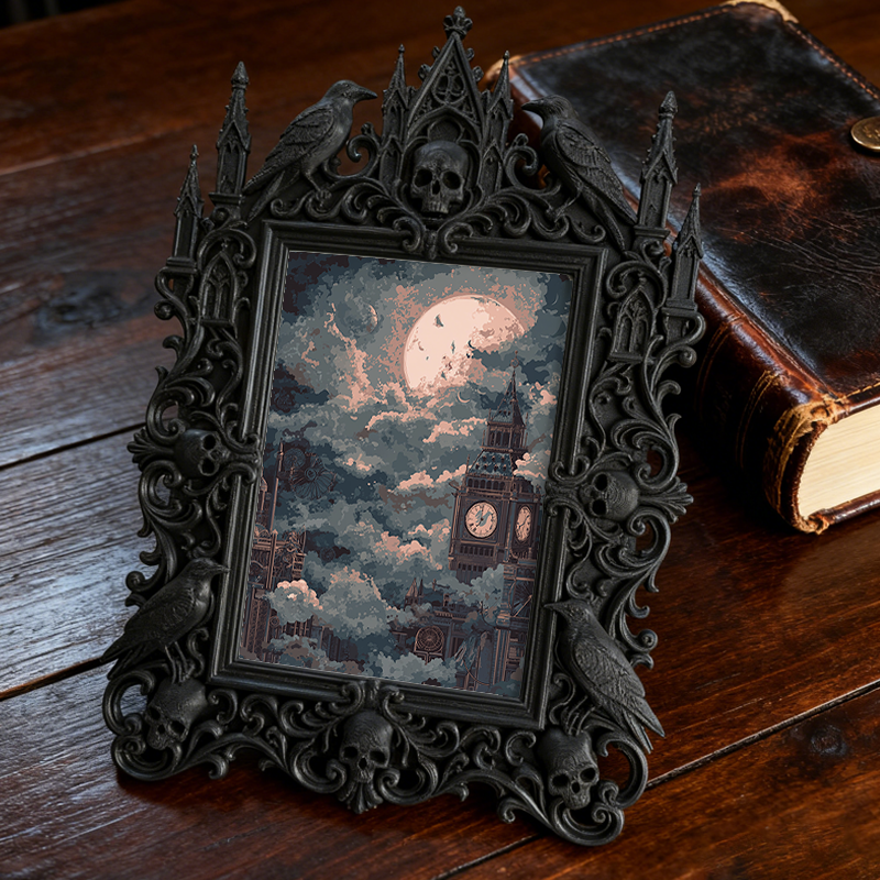 Must-own-gothic Gothic Dark-style Photo Frame | Dark Art Tattoo Flash Design Studio Decor, Photo Ornament, Wall-mountable & Tabletop, Slim F