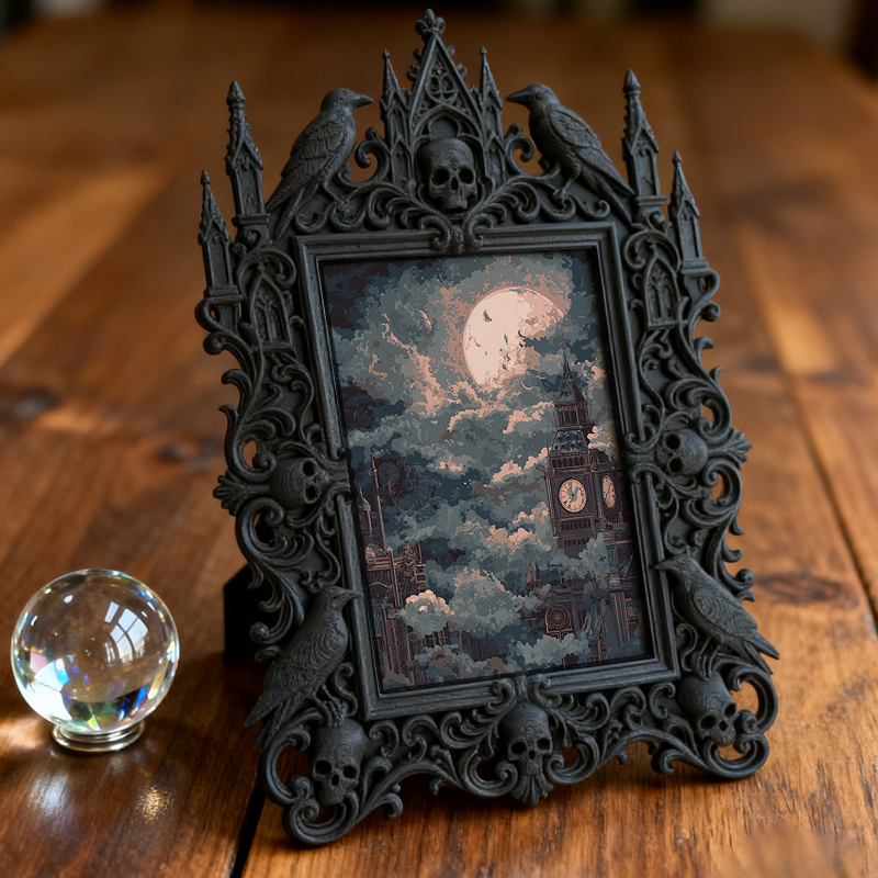 Must-own-gothic Gothic Dark-style Photo Frame | Dark Art Tattoo Flash Design Studio Decor, Photo Ornament, Wall-mountable & Tabletop, Slim F