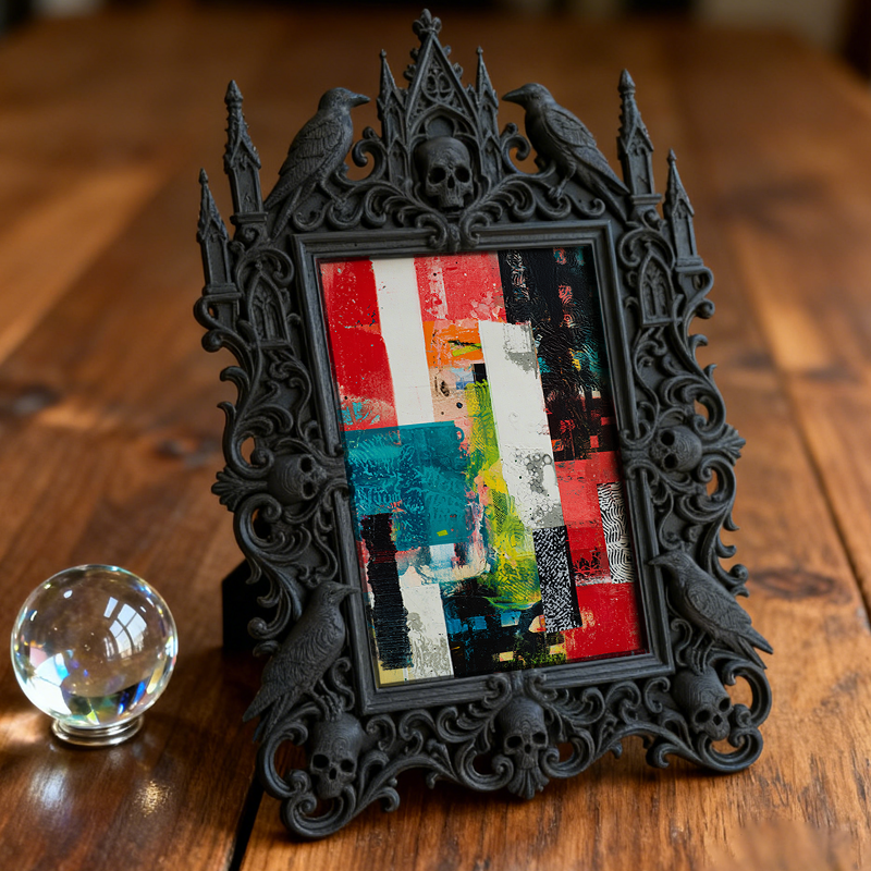 Limited-quantity-drop Gothic Dark-style Photo Frame | Occult Astrology Crystal Ball Shop Decor, Photo Ornament, Wall-mountable & Tabletop, C