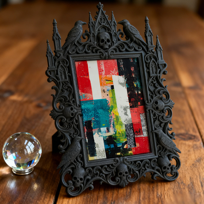 Limited-quantity-drop Gothic Dark-style Photo Frame | Occult Astrology Crystal Ball Shop Decor, Photo Ornament, Wall-mountable & Tabletop, C