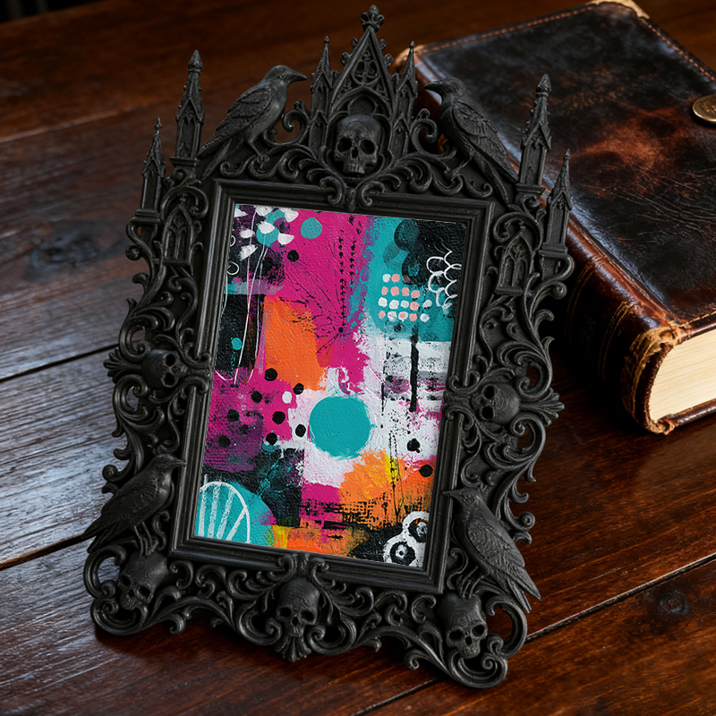 Sought-after-pick Gothic Dark-style Photo Frame | Werewolf-themed Cabin Porch Decor, Photo Ornament, Wall/Table Dual-use, Rustic Frame