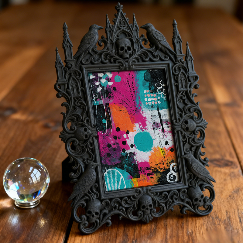 Sought-after-pick Gothic Dark-style Photo Frame | Werewolf-themed Cabin Porch Decor, Photo Ornament, Wall/Table Dual-use, Rustic Frame