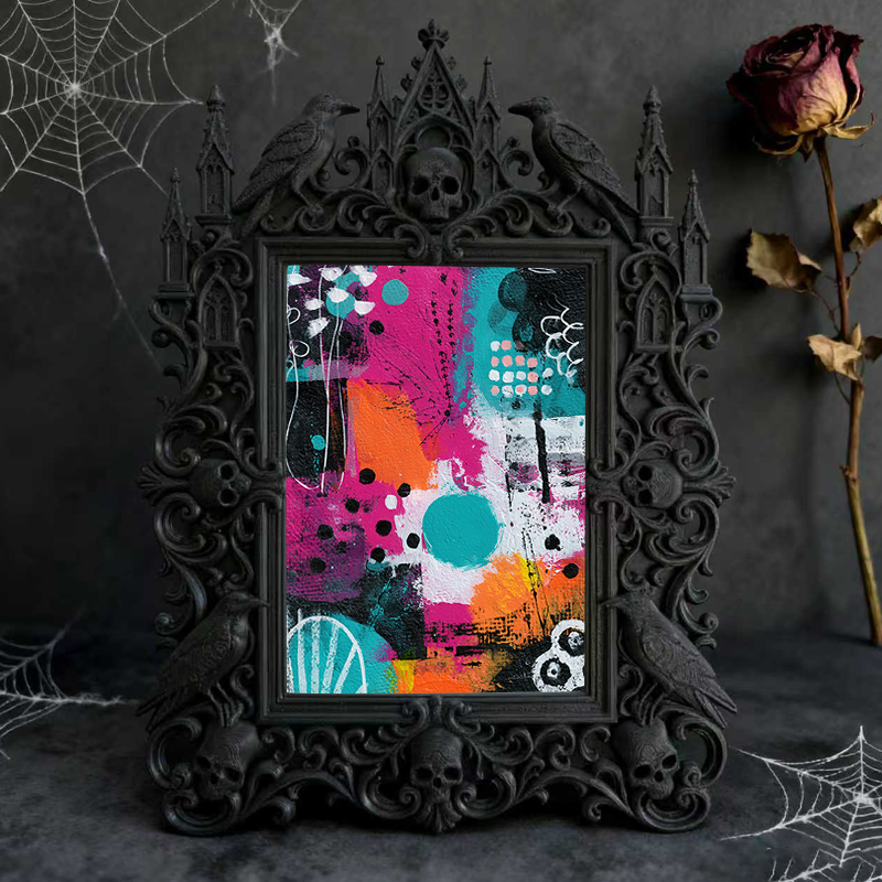 Sought-after-pick Gothic Dark-style Photo Frame | Werewolf-themed Cabin Porch Decor, Photo Ornament, Wall/Table Dual-use, Rustic Frame