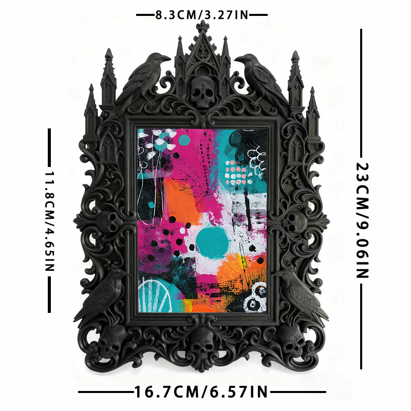 Sought-after-pick Gothic Dark-style Photo Frame | Werewolf-themed Cabin Porch Decor, Photo Ornament, Wall/Table Dual-use, Rustic Frame