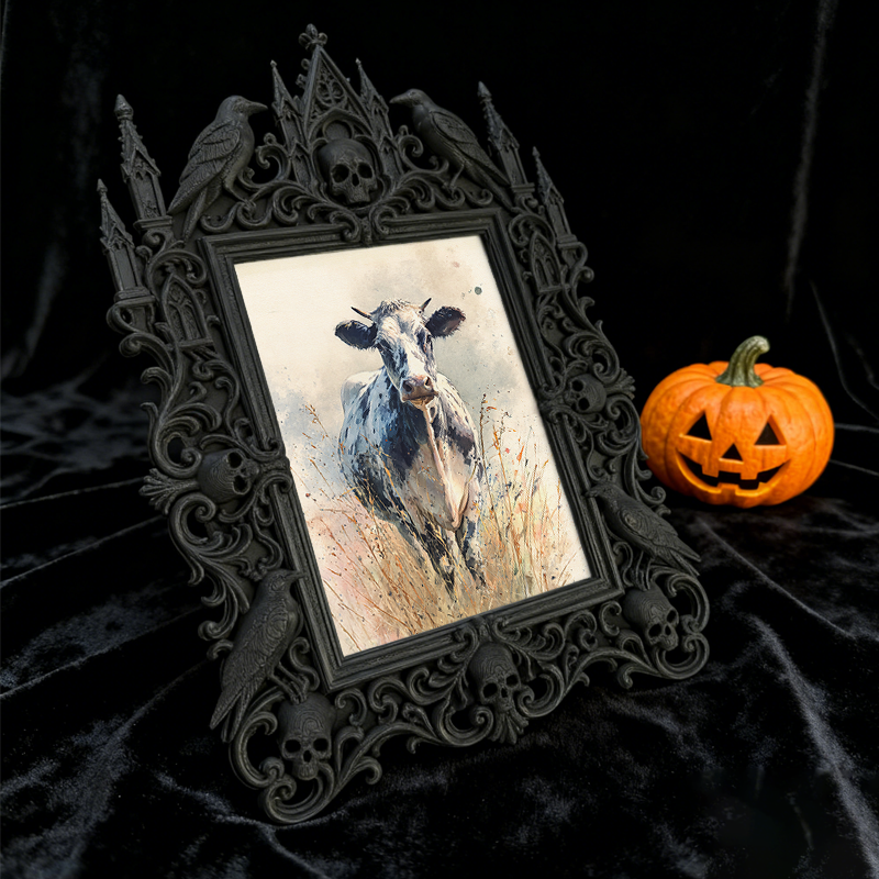 Reel-hit Gothic Dark-style Photo Frame | Gothic Brow Henna Studio Display Decor, Photo Ornament, Wall-mountable & Tabletop, High-gloss Frame