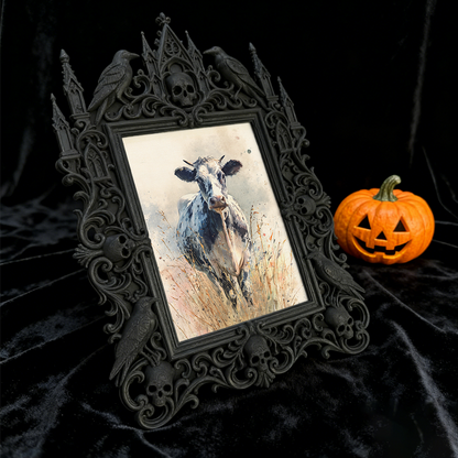 Reel-hit Gothic Dark-style Photo Frame | Gothic Brow Henna Studio Display Decor, Photo Ornament, Wall-mountable & Tabletop, High-gloss Frame